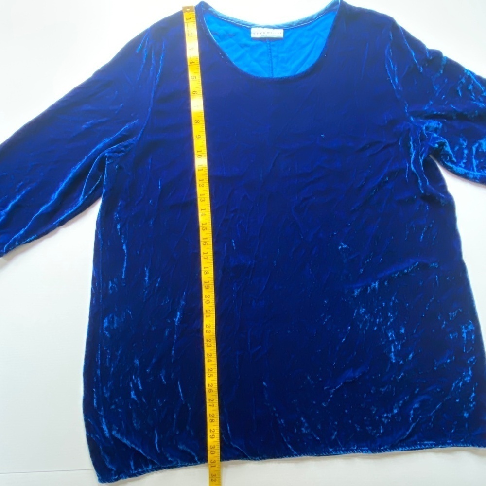 Bryn Walker Women's Silk Blend Velvet Tunic 3/4 Sleeve in Royal Blue Size Medium - Picture 10 of 13